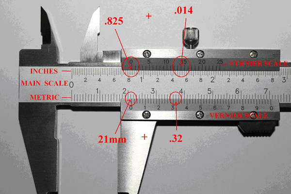 how to measure vernier caliper in inches